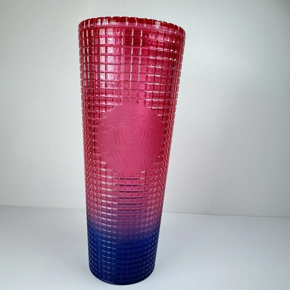 Starbucks 2022‎ Watermelon Grid Red Blue Gradient Studded Tumbler 24oz New